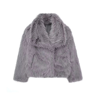 Macy | Luxe damesjas van imitatiebont Grijs