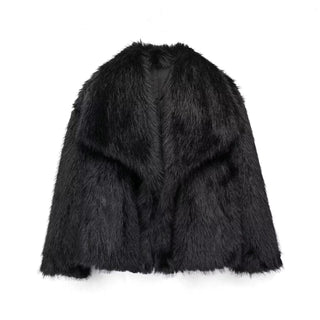 Macy | Luxe damesjas van imitatiebont Zwart