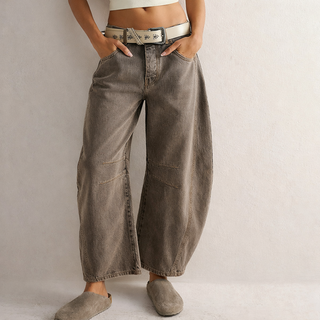 Pasha | Comfortabele, Wijde Broek Dames - Trendy Ballonbroek Lichtbruin