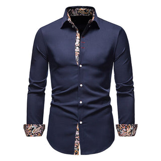 Magnus | Overhemd met Paisley Accent Marineblauw