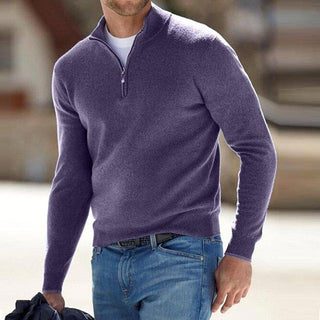 Luca Belloni Merino V-hals trui met rits Paars