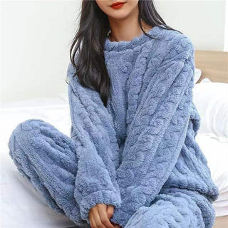 Maria | Zachte fleece pyjamaset Blauw Eén maat
