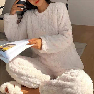 Maria | Zachte fleece pyjamaset Wit Eén maat