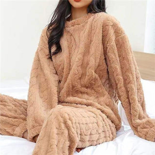 Maria | Zachte fleece pyjamaset Bruin Eén maat