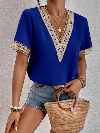Marlowe | Dames Modern V-hals top blauw
