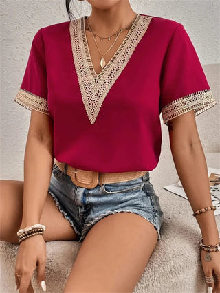 Marlowe | Dames Modern V-hals top rood