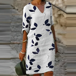 Manda | Dames Mini-jurk – Authentiek Vintage Design, Elegante V-hals & Korte Mouwen wit