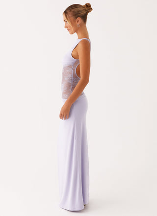 Nova | Dames Maxi-jurk – Transparant Kant, Hoge Halslijn & Geaccentueerde Taille