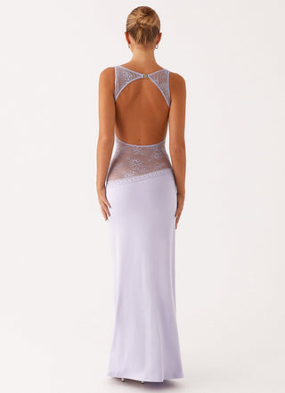 Nova | Dames Maxi-jurk – Transparant Kant, Hoge Halslijn & Geaccentueerde Taille
