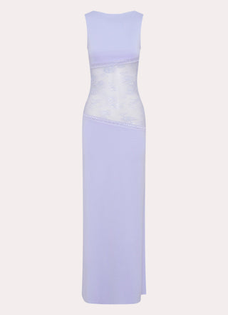 Nova | Dames Maxi-jurk – Transparant Kant, Hoge Halslijn & Geaccentueerde Taille