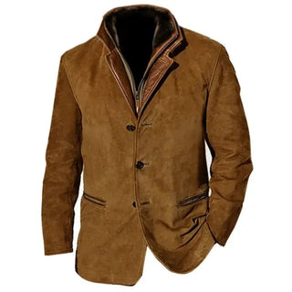 Palermo | Leren Jack met Knoopsluiting Donkerbruin