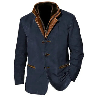 Palermo | Leren Jack met Knoopsluiting Blauw