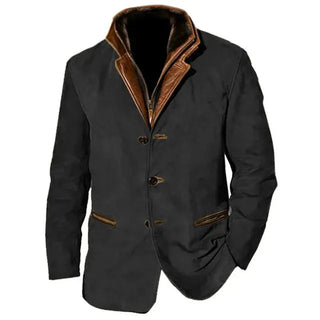 Palermo | Leren Jack met Knoopsluiting Zwart