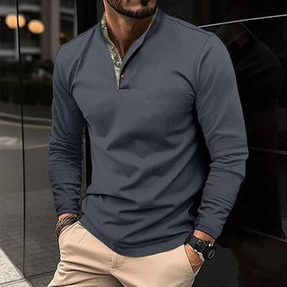 Theo | Henley Shirt met Lange Mouwen Grijs