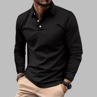 Luca | Polo Shirt met Lange Mouwen Zwart