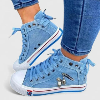 Michaela | Denim High-Top Sneakers Spijkerblauw