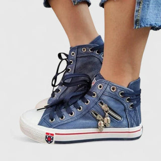 Michaela | Denim High-Top Sneakers Marineblauw