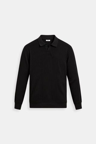 Nolan | Minimalistische Gebreide Polo Zwart