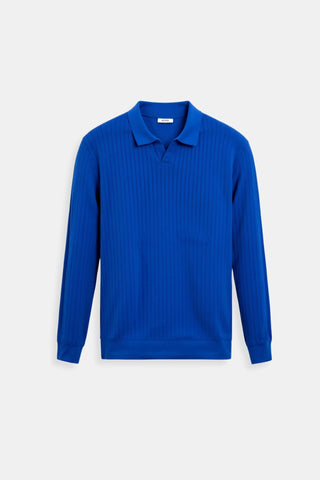 Nolan | Minimalistische Gebreide Polo Zwart Marineblauw