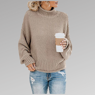 Natascha | Dames Losvallende Gebreide Trui, Zachte Chunky Winterpullover Beige