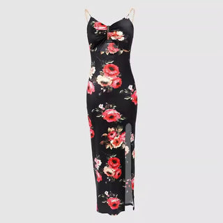 Sophé | Dames Maxi-jurk – Nauwsluitend, Bloemenprint & Cut-outs