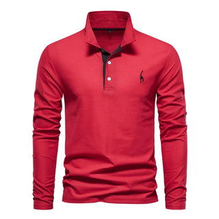 Heren Poloshirt met Lange Mouwen van Ademend Stof | Ideaal voor de Herfst Rood