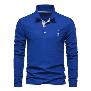 Heren Poloshirt met Lange Mouwen van Ademend Stof | Ideaal voor de Herfst Blauw