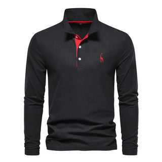 Heren Poloshirt met Lange Mouwen van Ademend Stof | Ideaal voor de Herfst Zwart