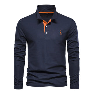 Heren Poloshirt met Lange Mouwen van Ademend Stof | Ideaal voor de Herfst Navy