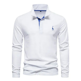 Heren Poloshirt met Lange Mouwen van Ademend Stof | Ideaal voor de Herfst Wit