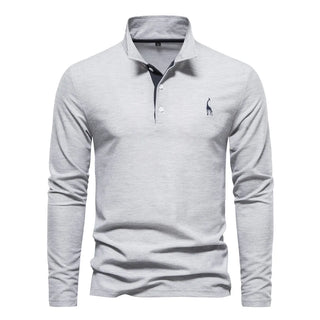 Heren Poloshirt met Lange Mouwen van Ademend Stof | Ideaal voor de Herfst Grijs