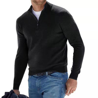 Luca Belloni Merino V-hals trui met rits Zwart