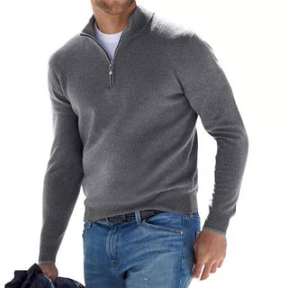 Luca Belloni Merino V-hals trui met rits Grijs