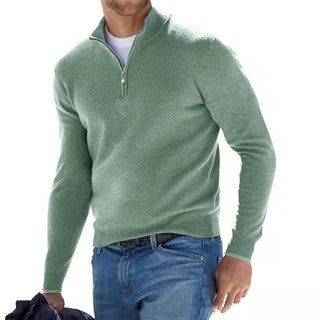 Luca Belloni Merino V-hals trui met rits Groen