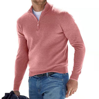 Luca Belloni Merino V-hals trui met rits Roze