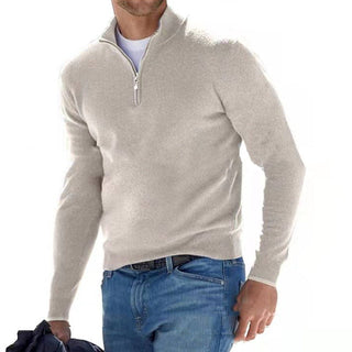 Luca Belloni Merino V-hals trui met rits Beige