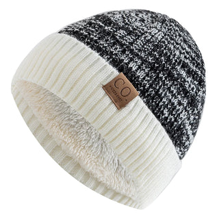 Unisex Tweekleurige Wintermutsen Met Bontvoering Warm En Casual Gebreid