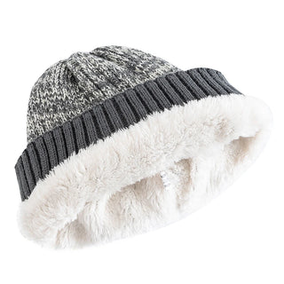 Unisex Tweekleurige Wintermutsen Met Bontvoering Warm En Casual Gebreid