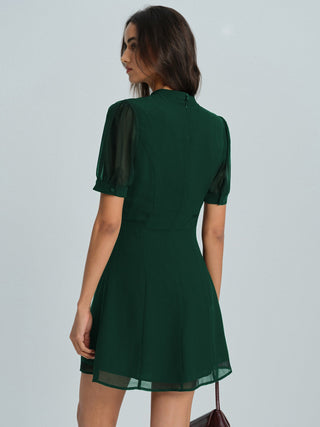 Chāme | Chiffon Mini Jurk - Mock Nek Ontwerp met Transparante Details