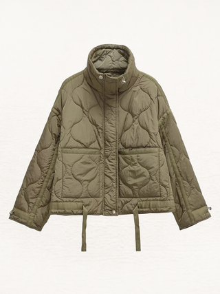 Noëlle | Dames Gewatteerde Jas met Capuchon Warme Winter Puffer Jack Legergroen