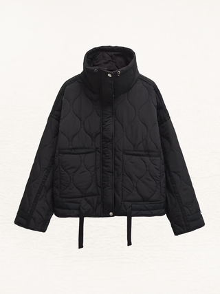 Noëlle | Dames Gewatteerde Jas met Capuchon Warme Winter Puffer Jack Zwart