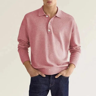 Nouva | Polo shirt met lange mouwen voor heren – Zacht katoen & klassiek design roze