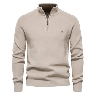 Noah - Luxe Trui met Halve Rits voor Heren Beige