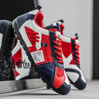 Heren Sneakers met Veters en Mesh Rood