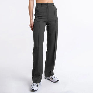 Avenari | Dames Broek - High Waist - Wijde Pijpen - Met Zakken - Comfortabele Pasvorm Grijs