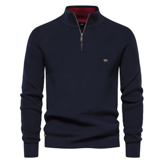 Noah - Luxe Trui met Halve Rits voor Heren Marineblauw