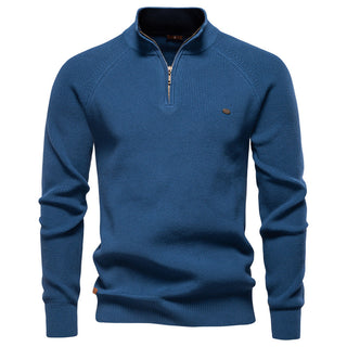 Noah - Luxe Trui met Halve Rits voor Heren Blauw