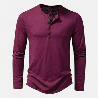 Old World | Slim-Fit Katoenen Henley Paars