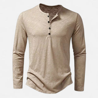 Old World | Slim-Fit Katoenen Henley Beige