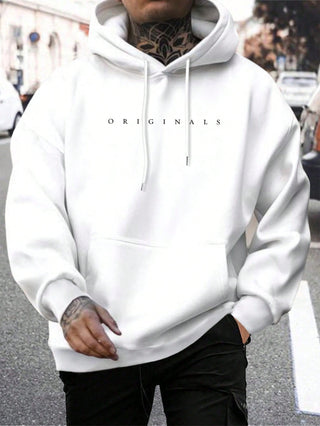 Originals | Heren Hoodie met Capuchon, Letterprint Zachte Katoenen Hoodie Wit 2XL